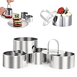 Dessertringe 8cm Burgerringe 4 teiliges Edelstahl Kuchenform Set, Edelstahl Mousse Ringe, Professionelles Tortenring für Desserts, Kuchen, DIY Hochwertige Backutensilien für perfekte Torten, Rund