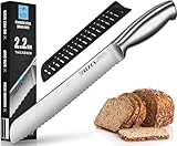 Walfos Brotmesser, Edelstahl-Brotmesser mit Wellenschliff, Ultrascharf, Einteiliges Design, Ergonomischer Griff und 8-Zoll-Klinge, ideal zum Schneiden von Brot, Bagels, Kuchen