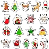 Keepaty 18 Stücke Weihnachten Ausstechformen Set zum Backen – Weihnachtsbaum, Lebkuchenmann, Schneeflocke, Weihnachtsmann und mehr Formen Weihnachts Ausstecher