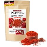 Paprika geräuchert 275g, geräuchertes Paprikapulver süß, Smoked Paprika, Rauchparika würzig und intensiv, in Deutschland abgefüllt