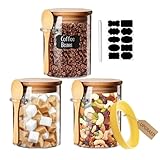 Yalucky Glasbehälter Vorratsdosen mit Deckel Luftdicht und Löffel Overnight Oats Gläser Vorratsgläser für Lebensmittel für Kaffee/Tee/Zucker/Gewürze Meal Prep Glas Zuckerdose Aufbewahrung Küche