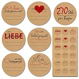 BIROYAL 270 Etiketten Selbstklebend, Aufkleber zum Beschriften ∅38mm, Kraftpapier Etiketten|Mit Liebe Selbstgemacht|Klebeetiketten, Aufkleber Sticker Selbstgemacht für Gläser, Marmeladen, Verpackung