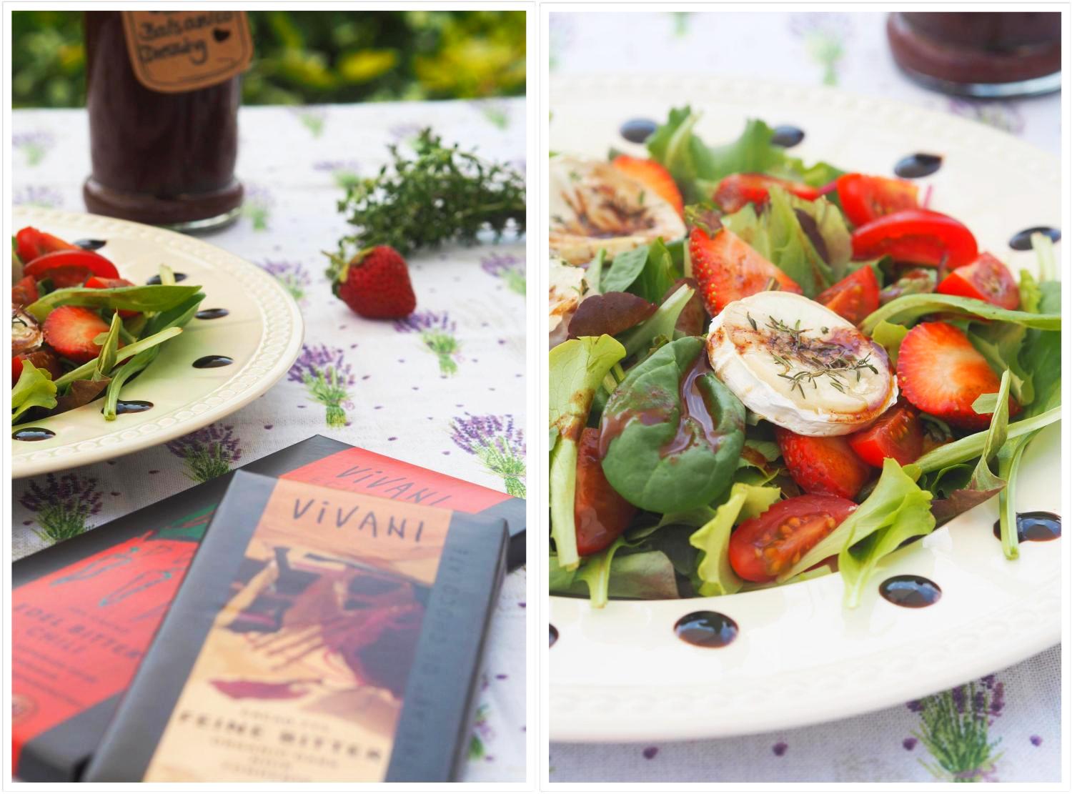 Bunter Sommersalat mit Ziegenkäse, Erdbeeren &amp; Schoko-Balsamico ...