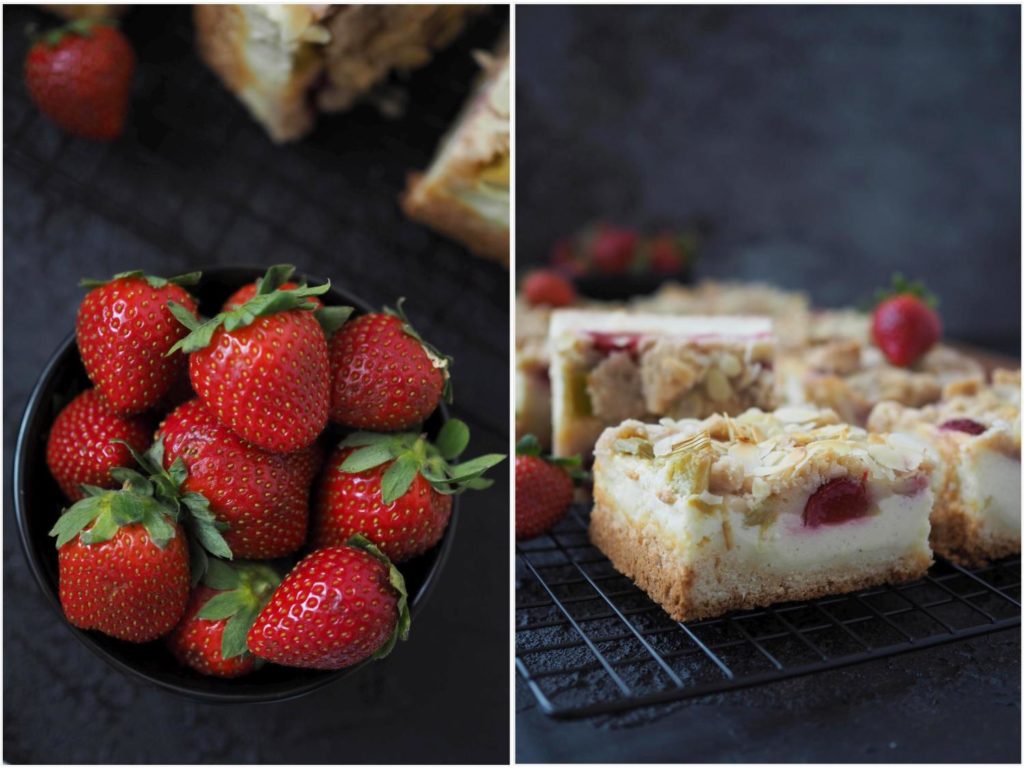 Erdbeer-Rhabarber Käsekuchen mit Streuseln - Wiewowasistgut