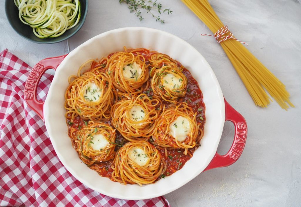 Spaghetti-Nester (Low-Carb möglich) & ein Besuch bei Tomatenproduzent Pomìto in Italien