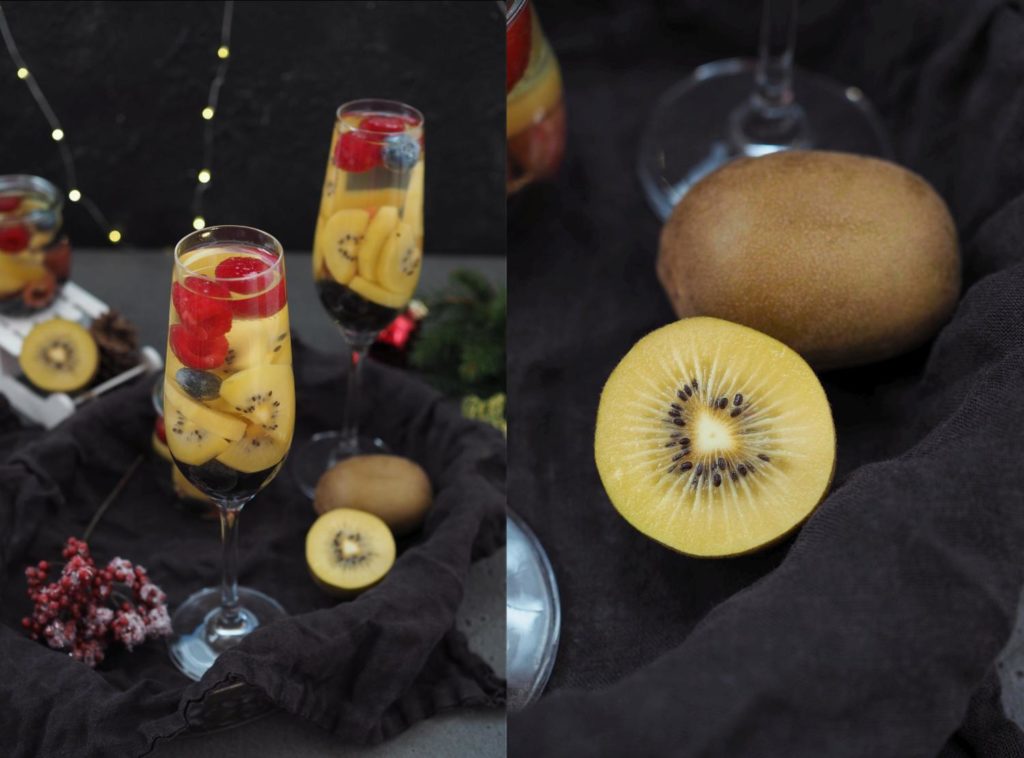 Dessert für die Feiertage: Prosecco-Gelee mit gelber Kiwi &amp; Beeren ...