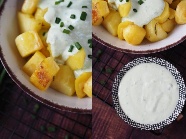 Ofenkartoffeln Mit Joghurt Feta Knoblauch Dip Wiewowasistgut